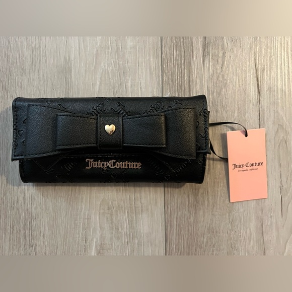 Juicy Couture Black Clutch with Bow and Gold Heart - Picture 1 of 5